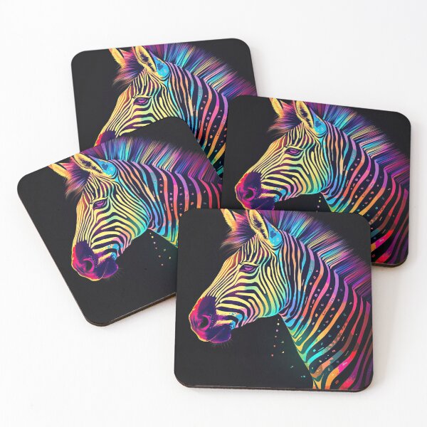 Item preview, Colorful Zebra on black background designed and sold by ruvida.
