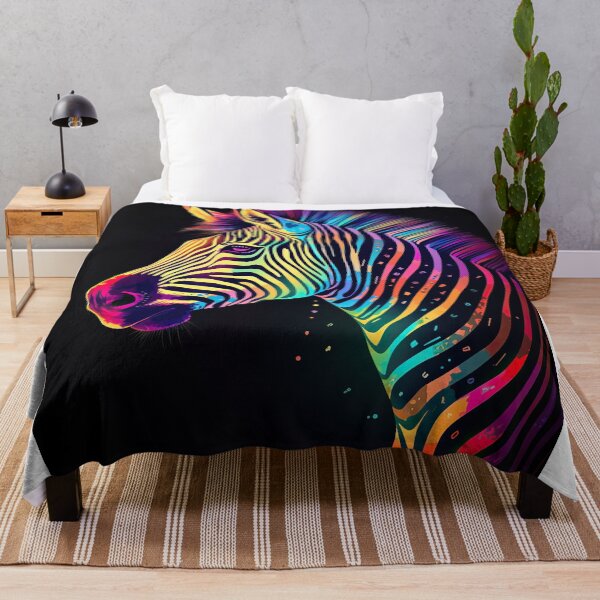 Item preview, Colorful Zebra on black background designed and sold by ruvida.