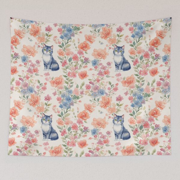Item preview, "Cat Watercolor Pattern with Vector Art" designed and sold by OasisOfGraphics.