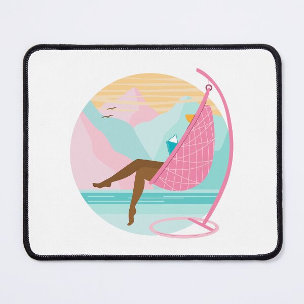 Item preview, Woman in a cocoon chair near the pool in the mountains designed and sold by ElenaKud.