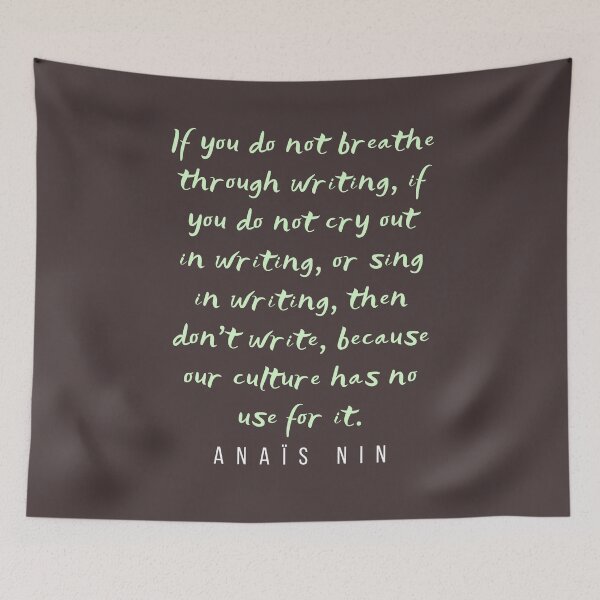 Item preview, Anaïs Nin quote: If you do not breathe through writing.... designed and sold by artbleed.