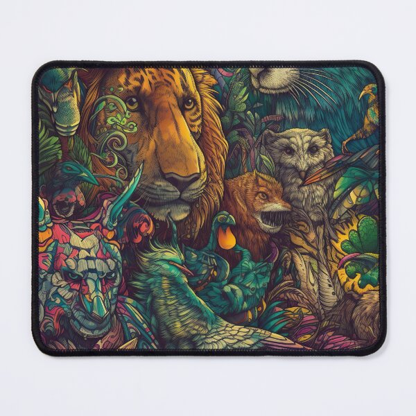 Item preview, strange jungle animals mixed in a psychedelic background designed and sold by ruvida.