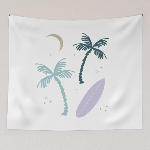 Item preview, Surfboard Moon and Palm Trees designed and sold by derbyks.