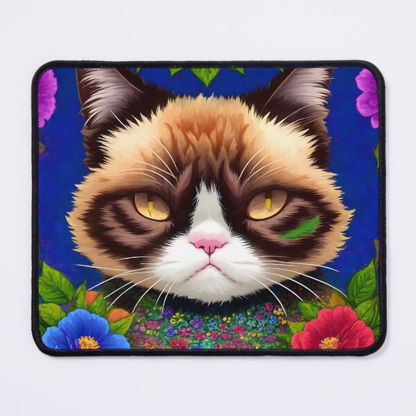 Item preview, Trippy DMT Extremely Grumpy Cat with Flowers - Colorful designed and sold by Aaron2610.