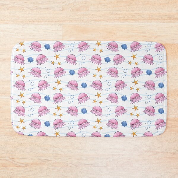 Item preview, cartoon pink jellyfish, starfish, seashells designed and sold by BooGuevara.