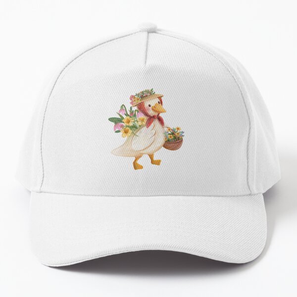 Country Garden Cute Duck and Daffodils Flower Baseball Cap