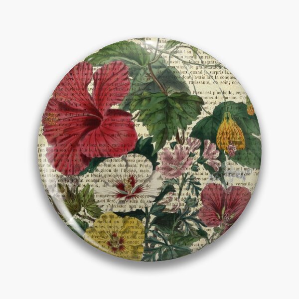 Item preview, Botanical print, on old book page - Malvacea designed and sold by Art by Lilia.