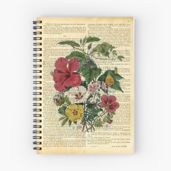 Item preview, Botanical print, on old book page - Malvacea designed and sold by Art by Lilia.