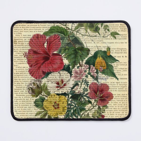 Item preview, Botanical print, on old book page - Malvacea designed and sold by Art by Lilia.