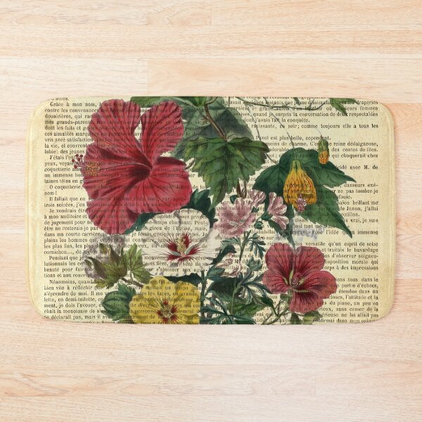 Item preview, Botanical print, on old book page - Malvacea designed and sold by Art by Lilia.