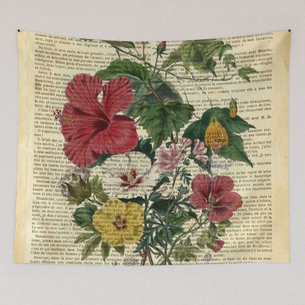 Item preview, Botanical print, on old book page - Malvacea designed and sold by Art by Lilia.