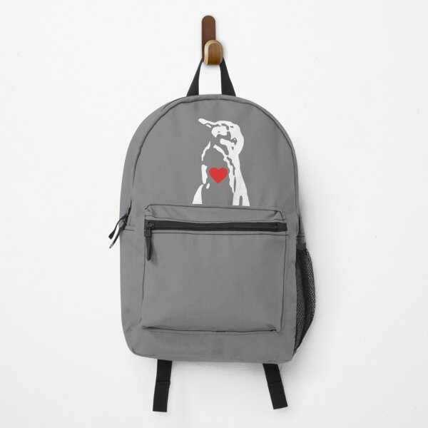 Item preview, Grey Background Galapagos Penguin white with Red Heart (#808080) designed and sold by SBPenguins.