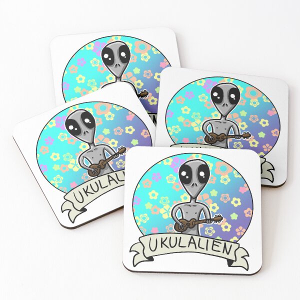 Item preview, Ukulele Alien UKULALIA Flowers Banner Cartoon Funny designed and sold by Skaxolotl.