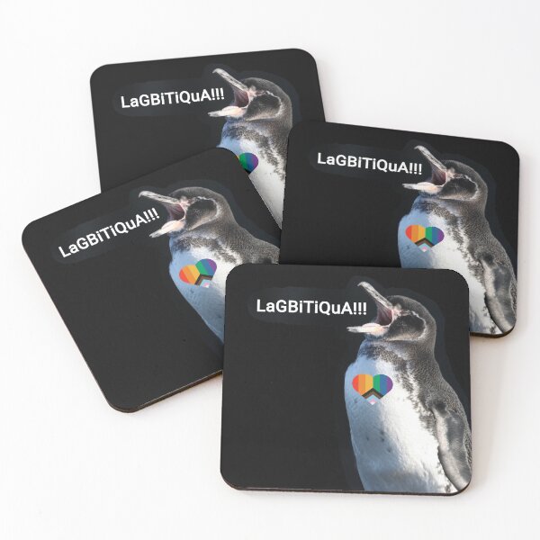 Artikelvorschau, Black background Galapagos Penguin screams LAGBITIQUA (lgbtqia+) entworfen und verkauft von SBPenguins.