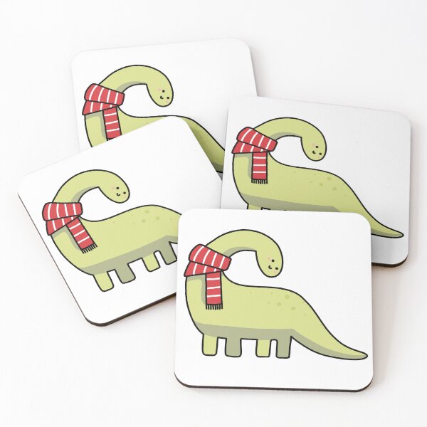 Item preview, Little Dino With Scarf Green Brontosaurus Brachiosaurus Dinosaur Illustration designed and sold by GingerandMilk.