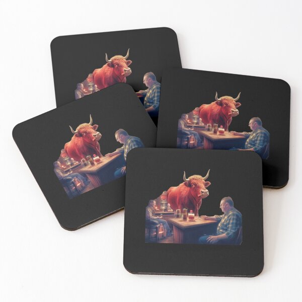 Item preview, Bull in a Pub Drinking Comic Scene with Pints designed and sold by OliDesigns.