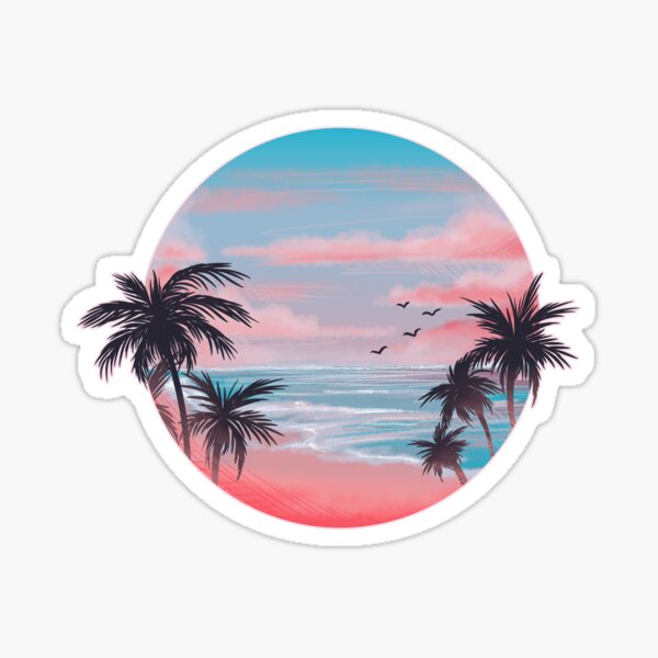 Item preview, Beach Sunset with Palm Trees designed and sold by Kitakenii.