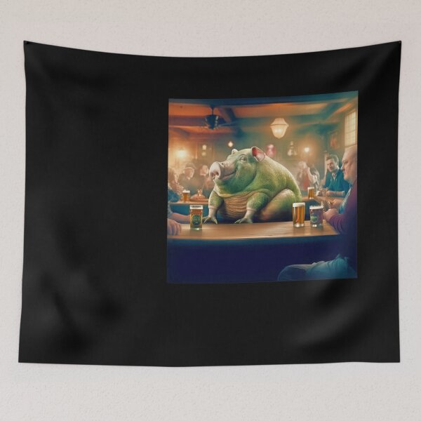 Item preview, Pig in A Pub Drinking Beer Comic Scene designed and sold by OliDesigns.