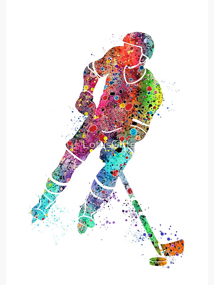Ice Hockey Girl Goalie Watercolor Silhouette Poster by LotusArt