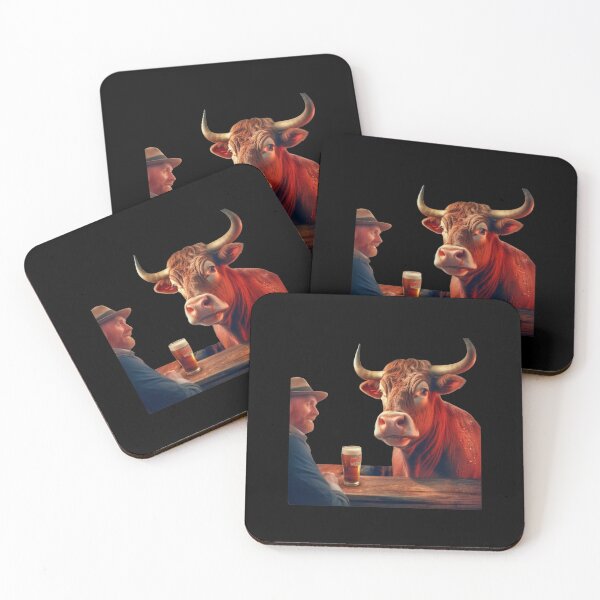 Item preview, Bull in a Pub Drinking Comic Scene with Pints designed and sold by OliDesigns.