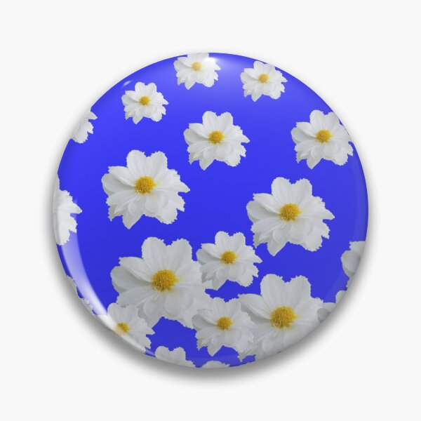 Item preview, FLOATING WHITE SPRING GARDEN FLOWERS PATTERN BLUE ART designed and sold by sharlesart.