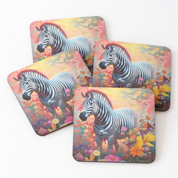 Item preview, Vibrant Zebra Art - Floral Zebra surrounded by blooming flowers and colourful foliage, award winning designer, very high resolution designed and sold by CloudofKnowing.