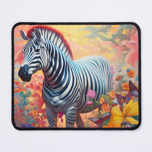 Item preview, Vibrant Zebra Art - Floral Zebra surrounded by blooming flowers and colourful foliage, award winning designer, very high resolution designed and sold by CloudofKnowing.