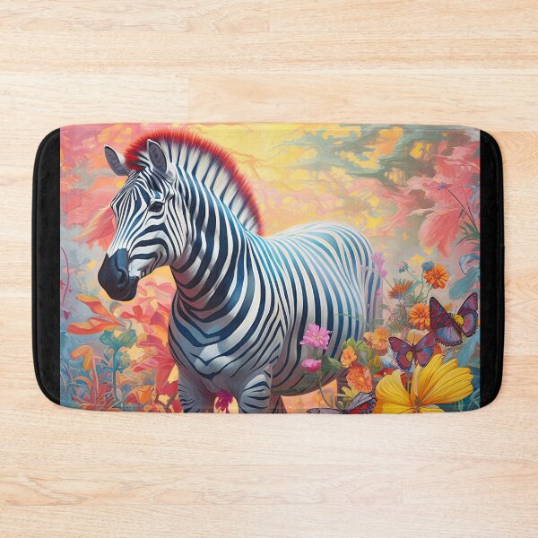 Item preview, Vibrant Zebra Art - Floral Zebra surrounded by blooming flowers and colourful foliage, award winning designer, very high resolution designed and sold by CloudofKnowing.
