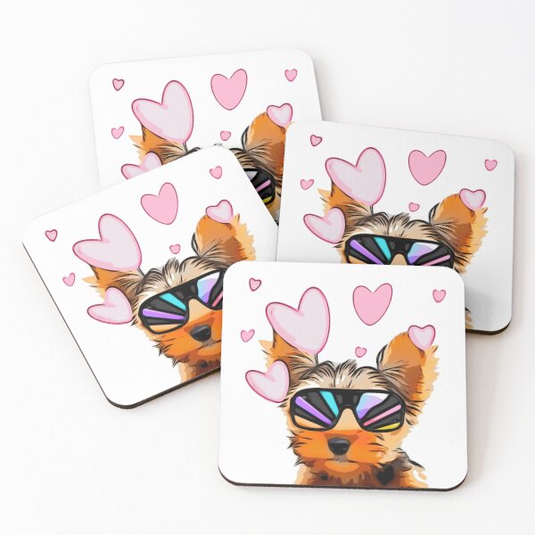 Item preview, Cute Yorkshire Terrier mini puppy with hearts designed and sold by Puppy Paws.