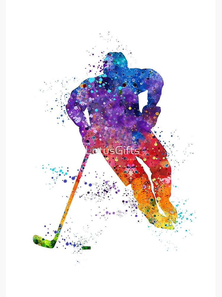Girl Field Hockey Goalie Artwork Colorful Watercolor Decor Sports