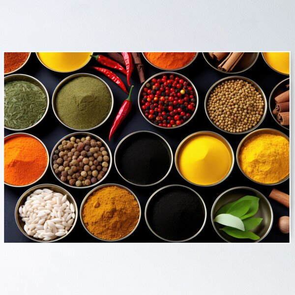 6 Indian Spice Posters by Shree | Limited Bundle 50ex | incl. Dill, Cinnamon, Pepper, Basil, Clove & offers Star Anise Posters | Food Posters