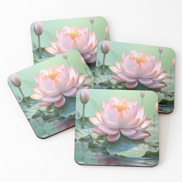 Item preview, Pink Lotus Flower in Green Emerald Pond designed and sold by Hashola Designs.