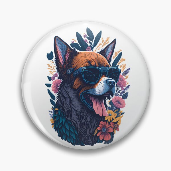 Item preview, Dog with sunglasses with floral illustrations  designed and sold by Mostofus.