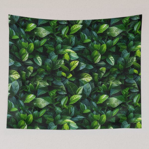 Item preview, Seamless aesthetic nature pattern of lush green leaves in the summer garden during near morning hour designed and sold by SeamlessGuru.