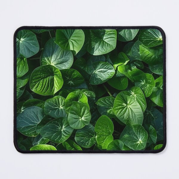 Item preview, Seamless aesthetic nature pattern of lush green leaves in the summer garden during near morning hour designed and sold by SeamlessGuru.