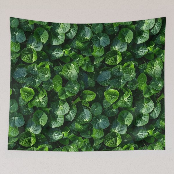 Item preview, Seamless aesthetic nature pattern of lush green leaves in the summer garden during near morning hour designed and sold by SeamlessGuru.