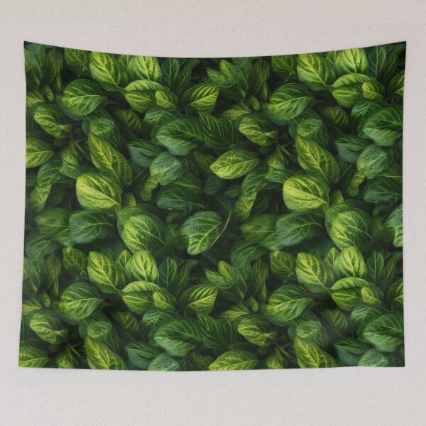 Item preview, Seamless aesthetic nature pattern of lush green leaves in the summer garden during near morning hour designed and sold by SeamlessGuru.