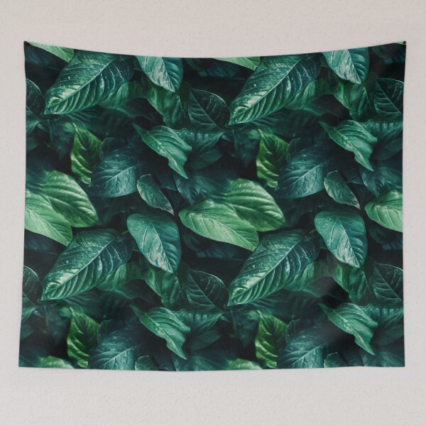 Item preview, Seamless aesthetic nature pattern of lush green leaves designed and sold by SeamlessGuru.