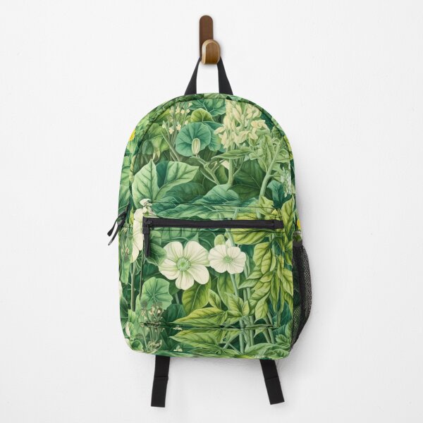 Item preview, Seamless aesthetic nature pattern of drawing lush green leaves with blossom designed and sold by SeamlessGuru.