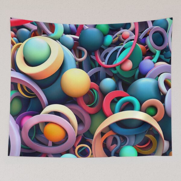 Item preview, abstraction interpenetrating colored circles and spheres color play designed and sold by JaroDesign2023.