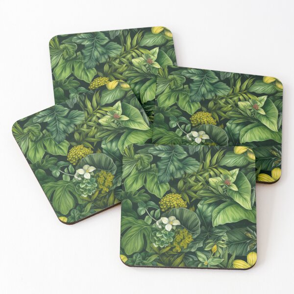 Item preview, Aesthetic nature pattern of drawing lush green leaves with blossom and flowers designed and sold by SeamlessGuru.
