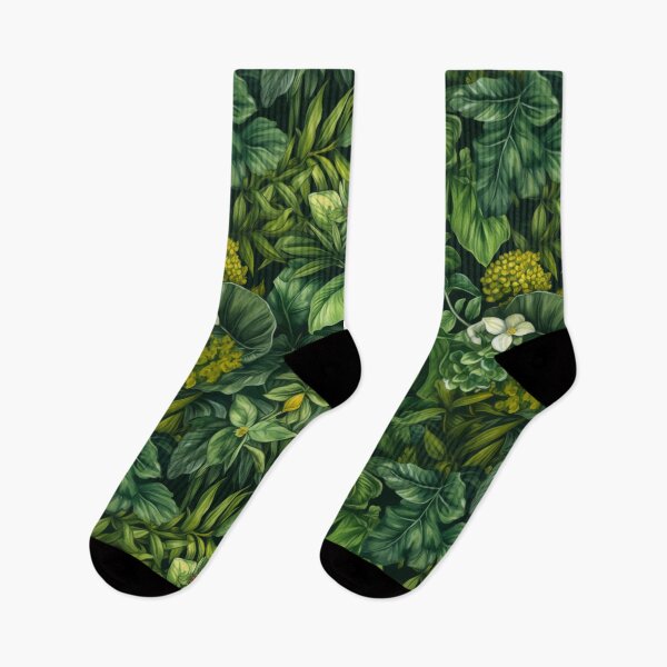 Item preview, Aesthetic nature pattern of drawing lush green leaves with blossom and flowers designed and sold by SeamlessGuru.