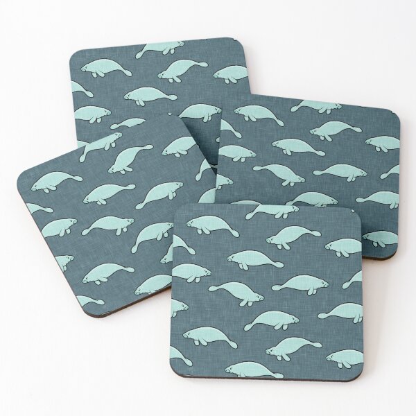 Item preview, manatees - teal on dark blue designed and sold by littlearrow.