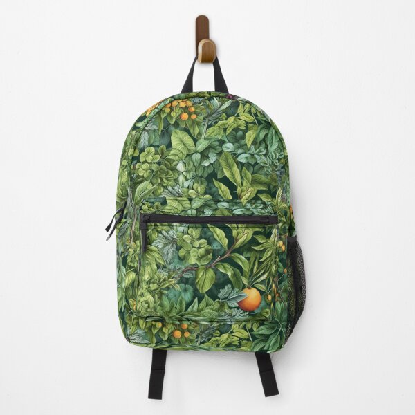 Item preview, Aesthetic nature pattern of green leaves with fruits and flowers designed and sold by SeamlessGuru.