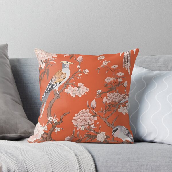 Vista previa del artículo con la obra «Chinoiserie Vintage Floral Rosa y Naranja», diseñado y vendido por PorterWilde.