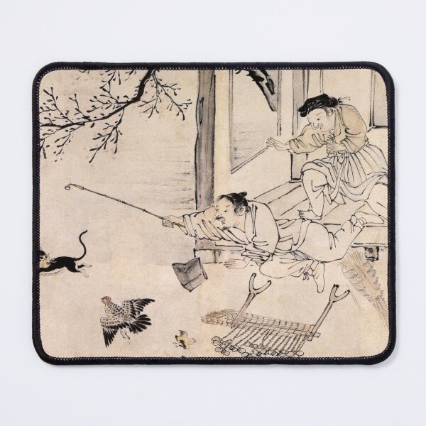Item preview, Korean Painting Minhwa Cat Bites Chick and Runs Away designed and sold by tangerinemars.