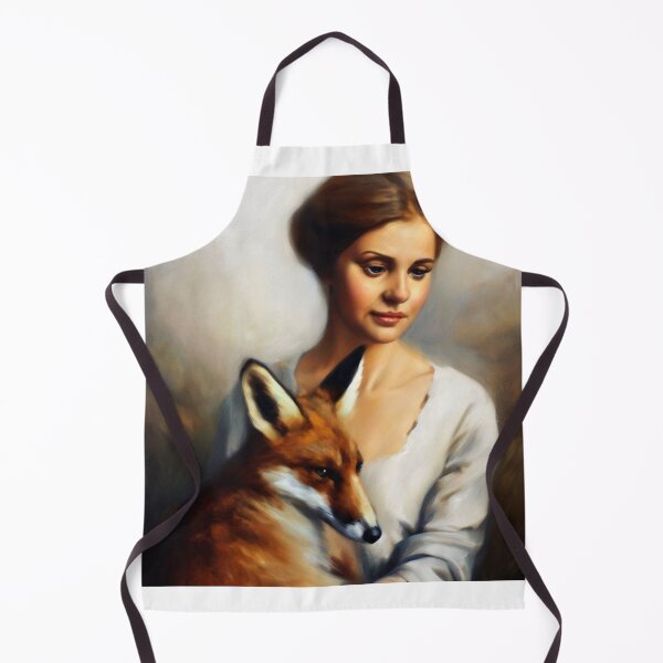 Item preview, Oil painting of a woman with a fox designed and sold by MantasDesign17.