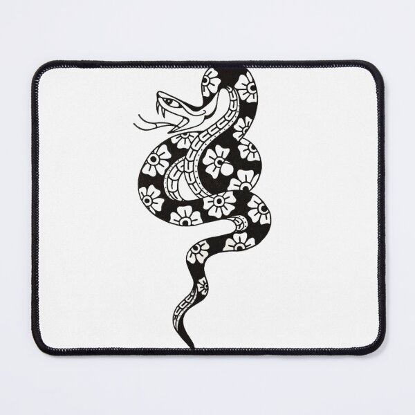 Item preview, trad snake tattoo floral fangs flash design traditional designed and sold by LucyfromMilol.