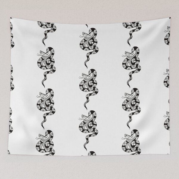Item preview, trad snake tattoo floral fangs flash design traditional designed and sold by LucyfromMilol.
