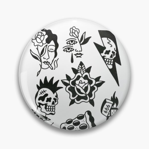Item preview, trad skull bird floral cactus pidgeon tattoo floral fangs flash sheet design traditional designed and sold by LucyfromMilol.